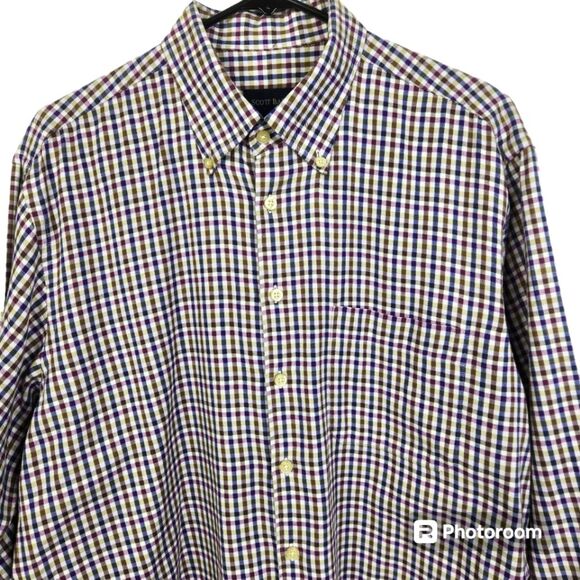 Scott Barber Mens Long Sleeve Gingham Pattern Button Down Shirt Size Large - Picture 3 of 6